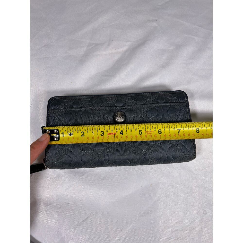 Coach Dark Gray Quilted Zip Around Accordion Wallet - Picture 3 of 6